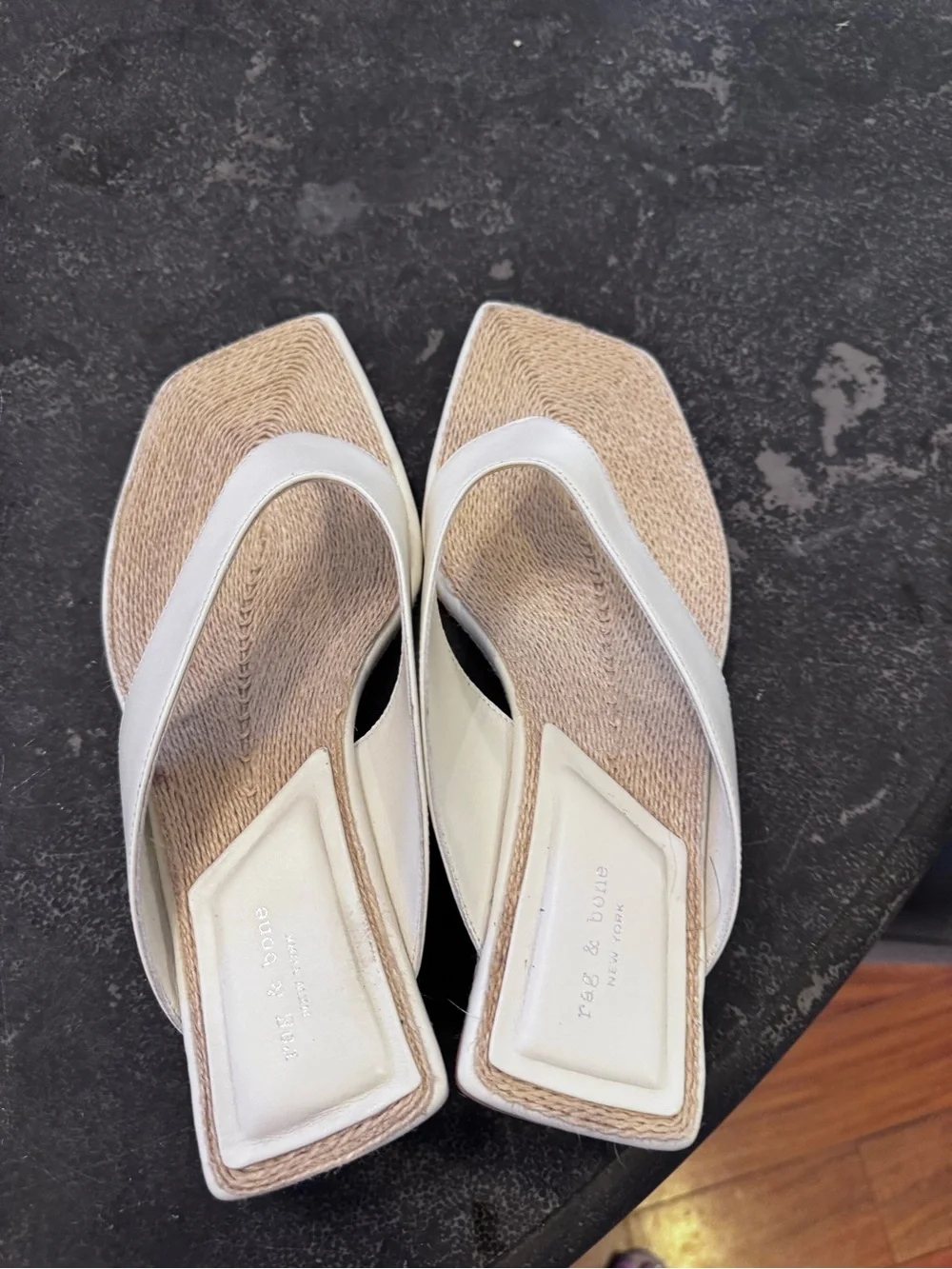 rag & bone Cream Leather Jo Espadrille Wedge Flip